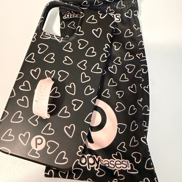 Black and Pink Heart Phone Case - Picture 1 of 2